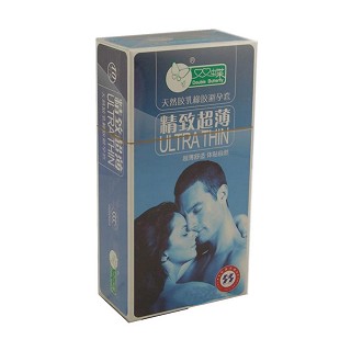 双蝶天然乳胶橡胶避孕套(精致超薄直面无色透明淡香草味)