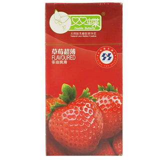 双蝶天然乳胶橡胶避孕套(草莓超薄多油无色透明)