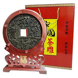 滇湘 工艺茶雕摆件 普洱生茶饼(招财进宝)