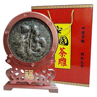 滇湘 工艺茶雕摆件 普洱生茶饼(福配茶马古道)