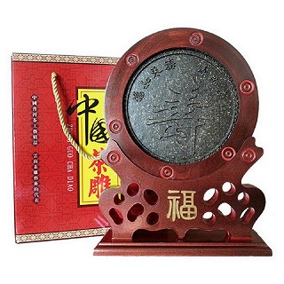 滇湘 工艺茶雕摆件 普洱生茶饼(福寿小号饼)