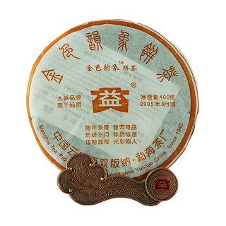 大益 普洱茶 2005年金色韵象青饼(红)