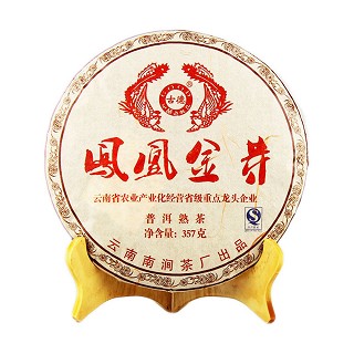 古德凤凰 2010年凤凰金芽 普洱熟茶饼(南涧)