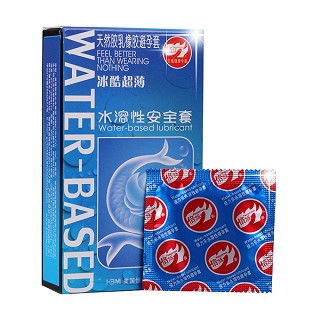 倍力乐 水溶性安全套 天然胶乳橡胶避孕套 冰酷超薄(蓝色)