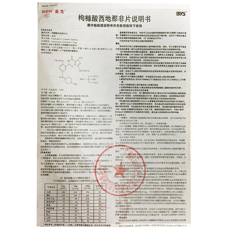 枸橼酸西地那非片(金戈)